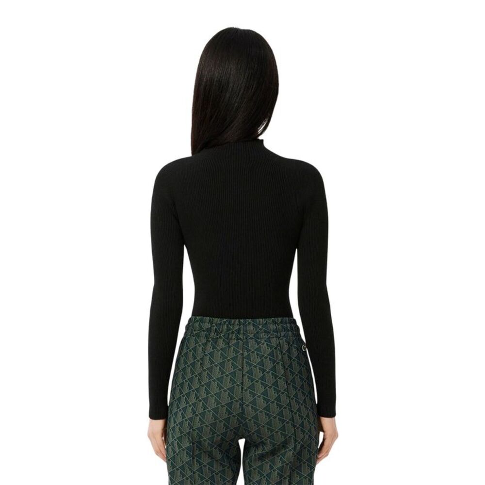 Lacoste Womens/Ladies Rib Knit High-Neck Sweater Top / Black - Picture 2 of 6